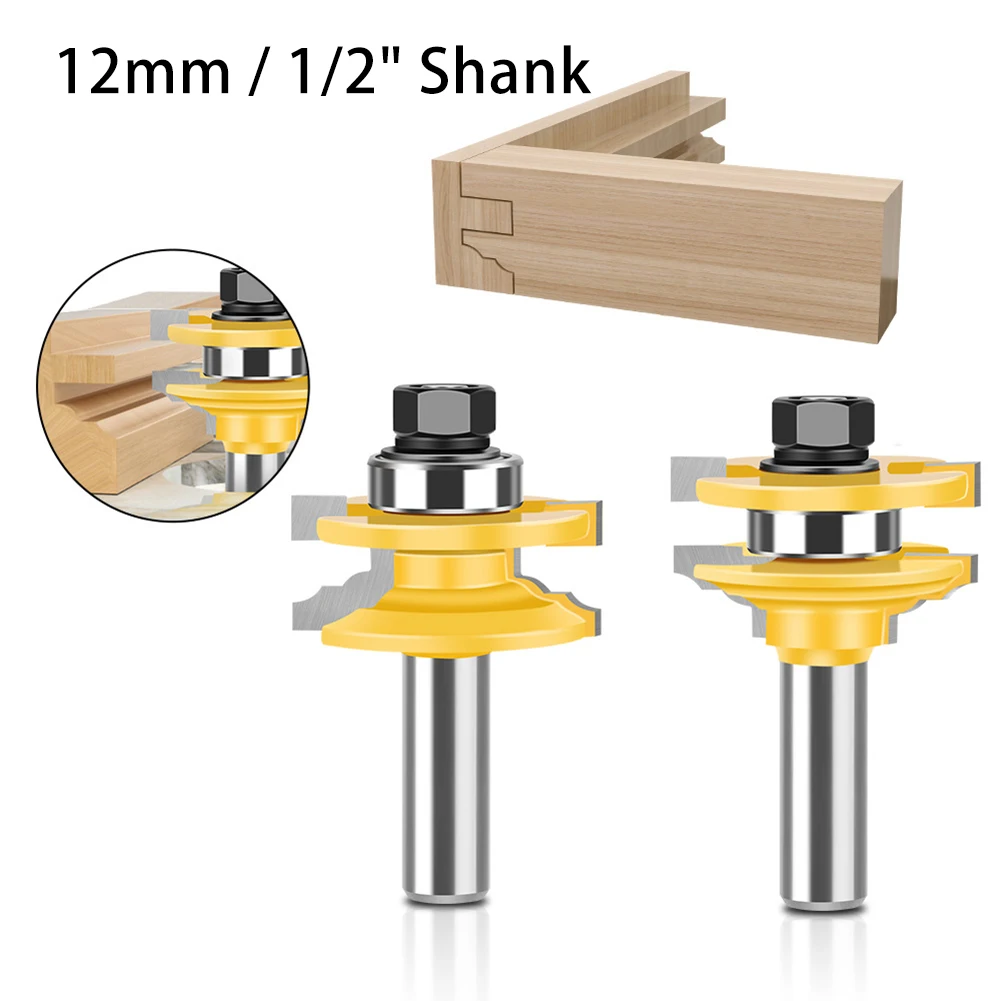 2Pcs Set Tenon Router Bit 12mm 1/2