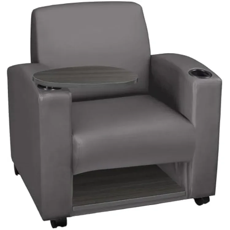 

Кресло HOT Nova с поворотным на 360 градусов планшетом, отделка пепельно-серого цвета, серая виниловая обивка, место для хранения под сиденьем, эргономичная D