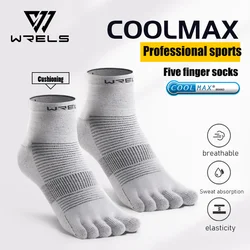 WRELS 1/3 Pairs COOLMAX Five-finger Outdoor Sports Socks Breathable Blister Prevention Quick-drying Cycling Sports Socks