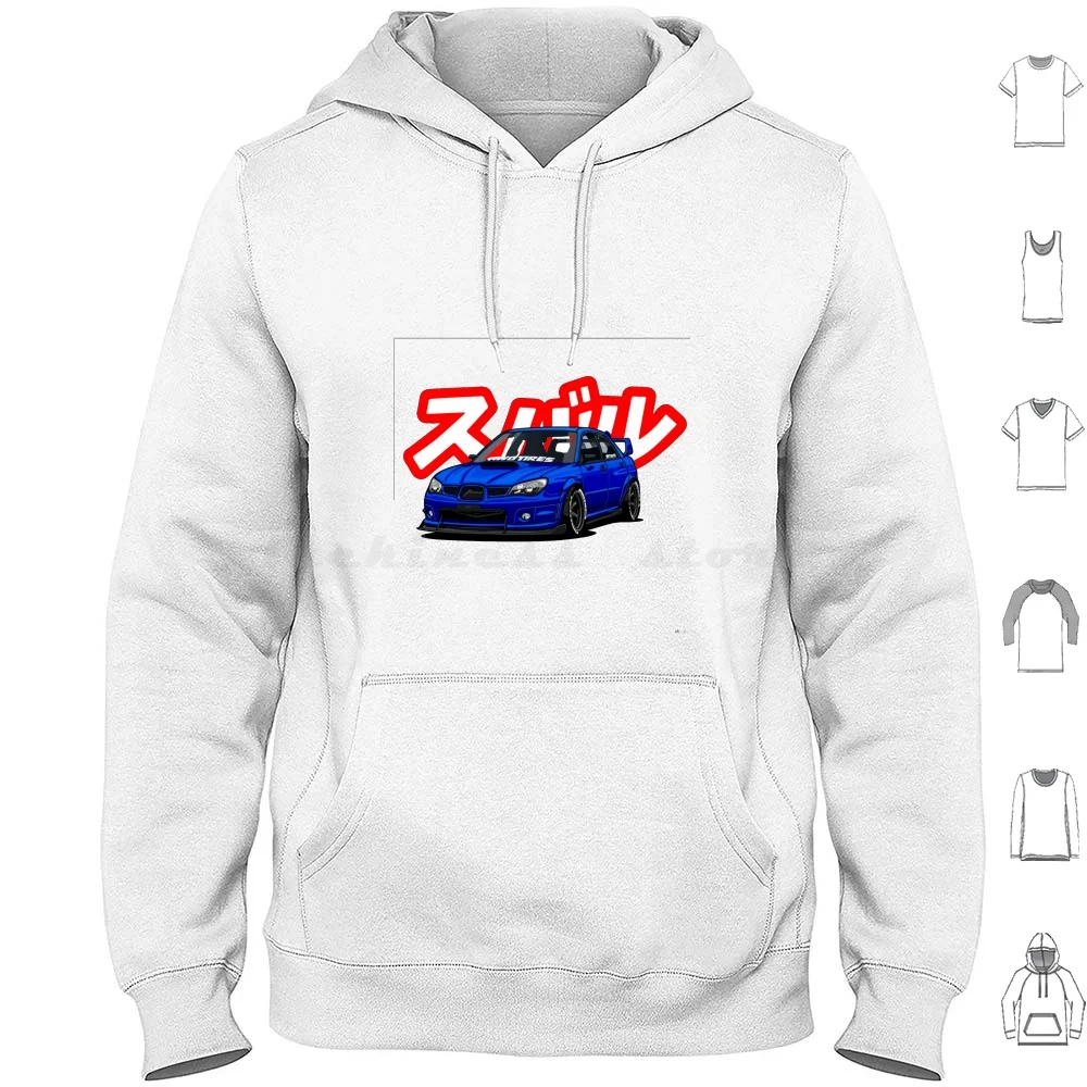 In Japanese ( Red ) Subie Gang Hoodies Long Sleeve Subie Suabru Wrx Skyline Gtr Cars Jdm Edm Drift Drifting