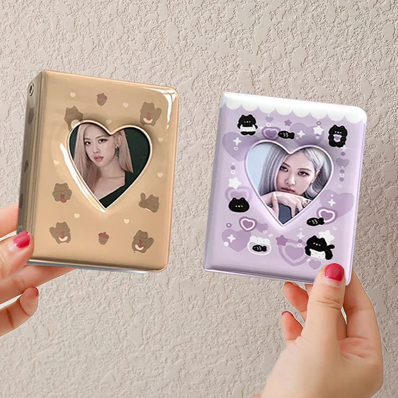 3-inch Kpop Photocards Holder Mini Hollow Heart Photo Album Binder Idol Card Collect Book Korea Style Picture Protector