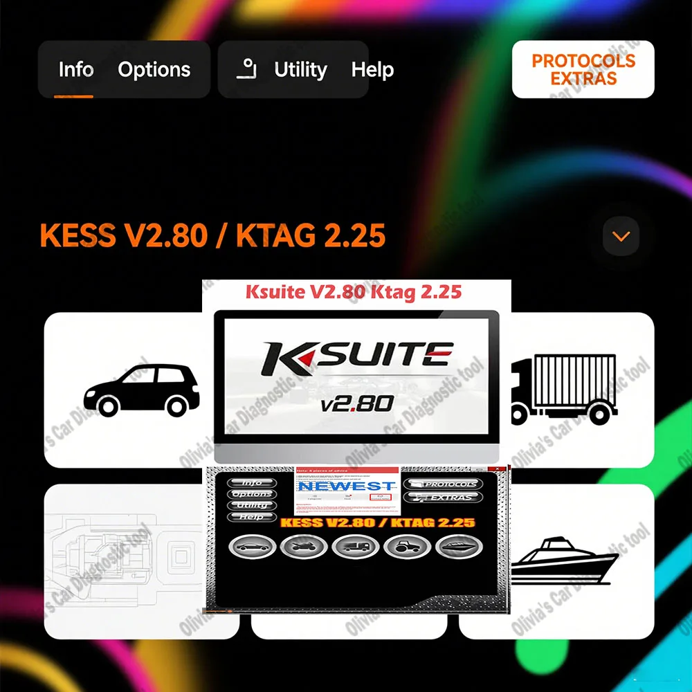 

Newest Ksuite 2.80 Car accessories software for Kess V5.017 ECU Master + Ktag 2.25 ECU Tool obd2 scanner Tools SW 2.80 2.53 2.47