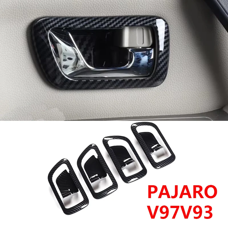

Внутренняя дверная чаша из углеродного волокна, декоративная для Mitsubishi Pajero V97V93V87, внутренняя дверная ручка, крышка, чаша, отделка чашки, Стайлинг автомобиля