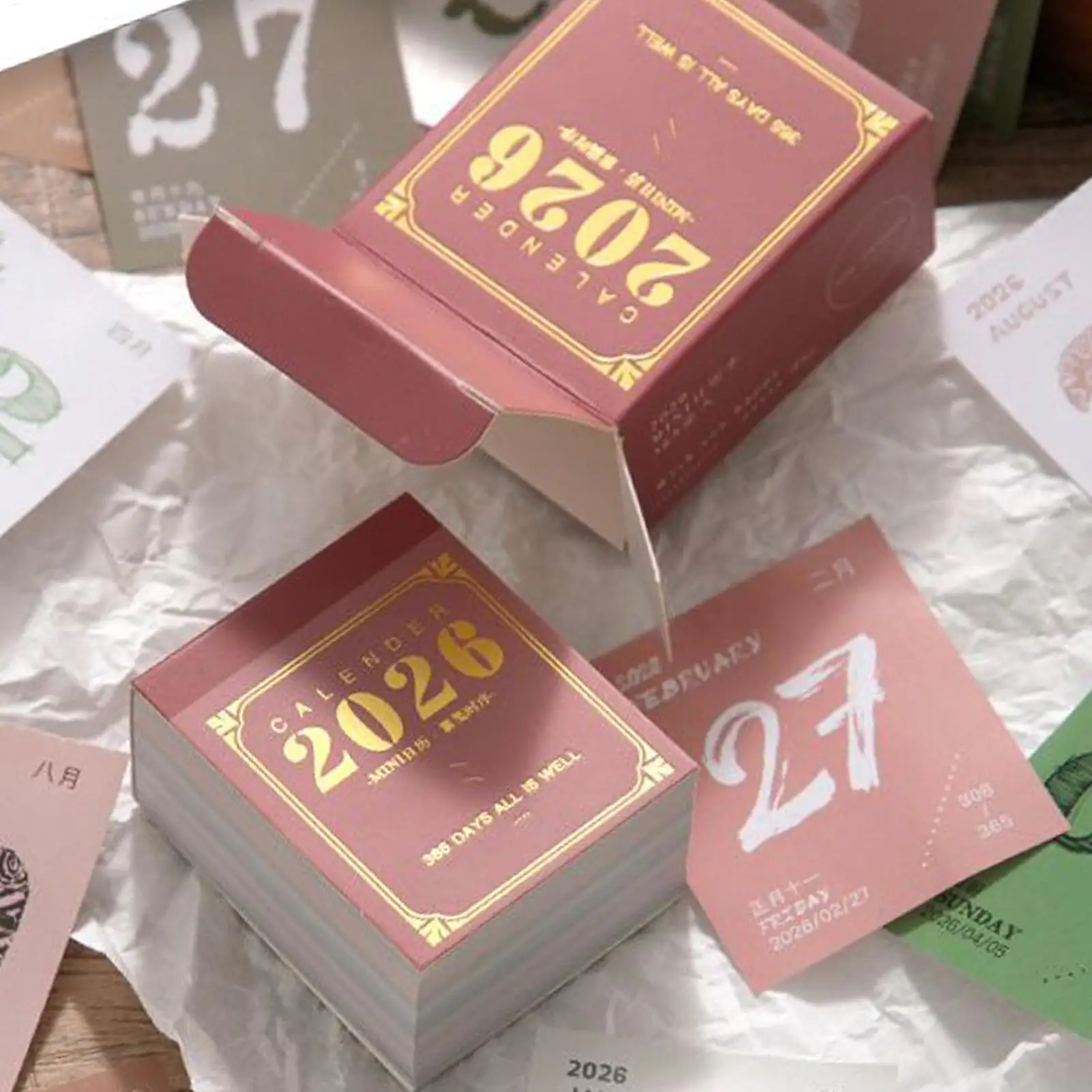 Мини-настольный календарь на 2026 год, 365-дневный отрывной ежедневник страниц с толстой бумагой, офисный стол, домашние школьные классные принадлежности