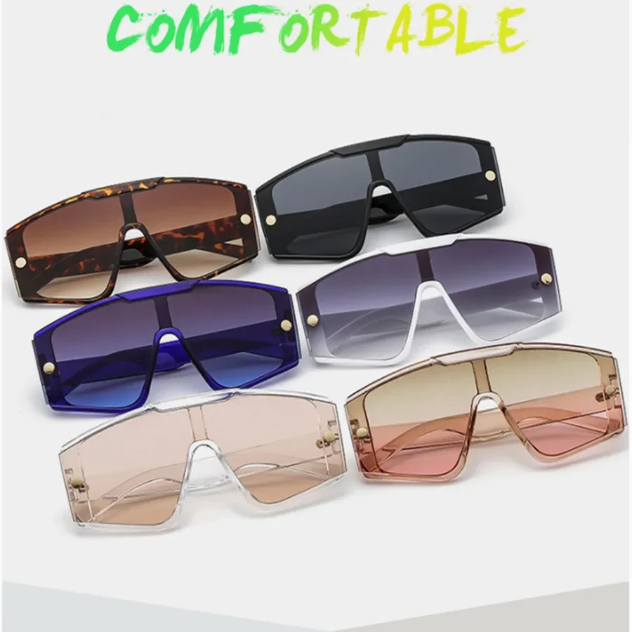 Fashion Female Square Sunglasses For Women  Siamese Oversized Frame Vintage Shades Sun Glasses Luxury Brand Design Eyewear UV400