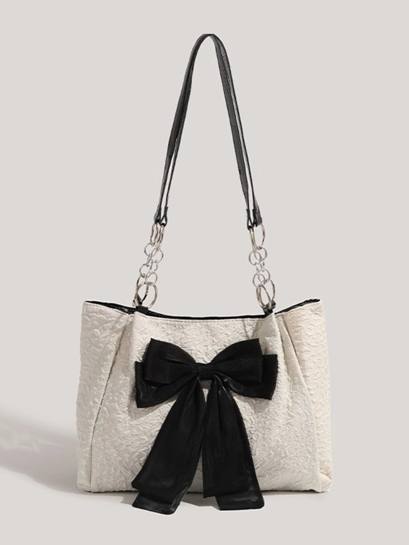 

Cute college-style bow shoulder bag, large-capacity portable tote bag, versatile commuting and school shopping bag