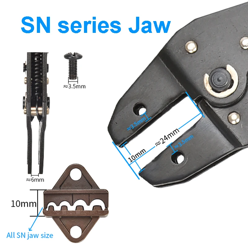 SN Crimp Pliers Jaws Plug Tube DuPont Insulated Non-Insulated Terminals 28B SN-48b Jaw Adapter Crimping Tool Replaceable Dies