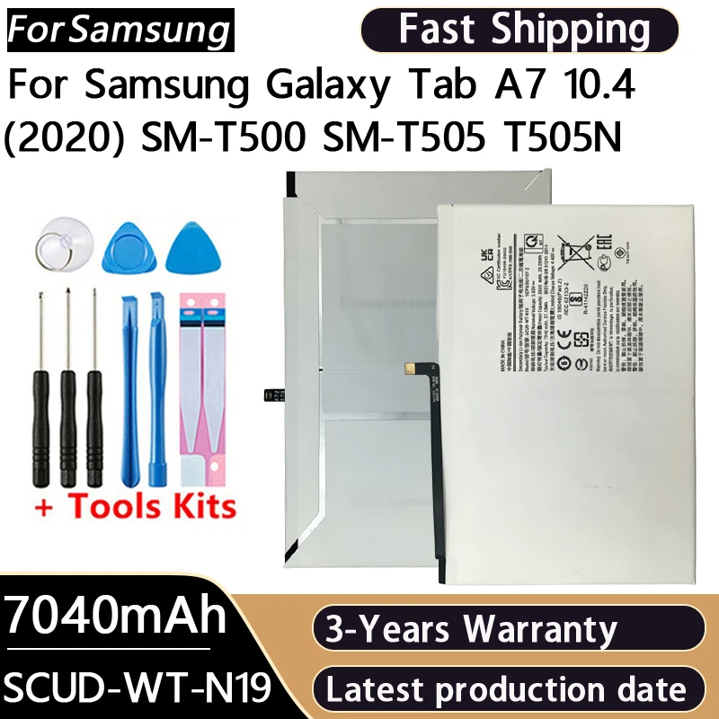 New 7040mAh SCUD-WT-N19 Replacement Battery For Samsung Galaxy Tab A7 T505C T500 Tablet Batteries Bateria Batterij Free Tools
