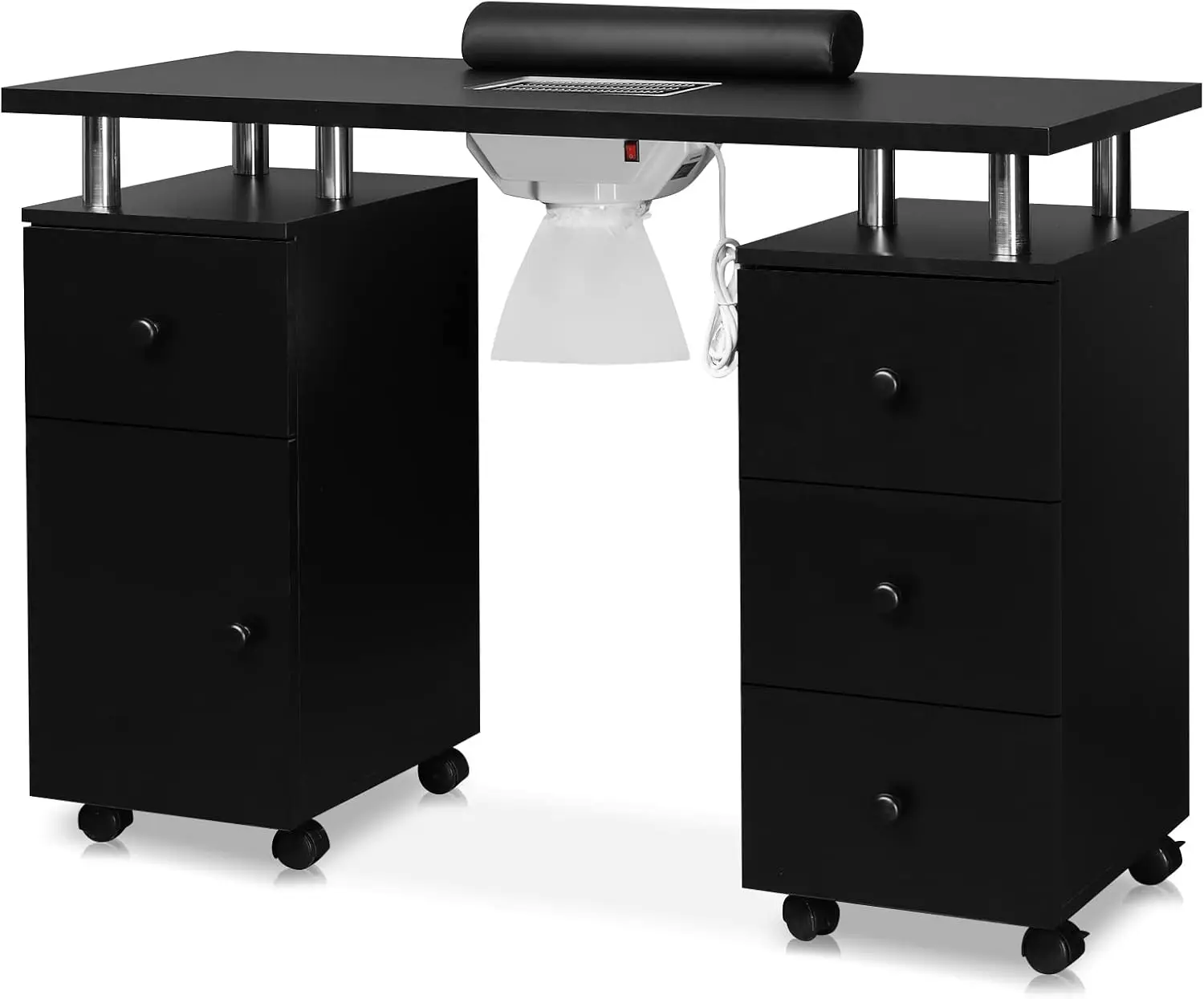 

Manicure Table Desk for Nail Tech, Table Station w/Electric Dust Collector, Makeup Beauty Salon Storage Acetone