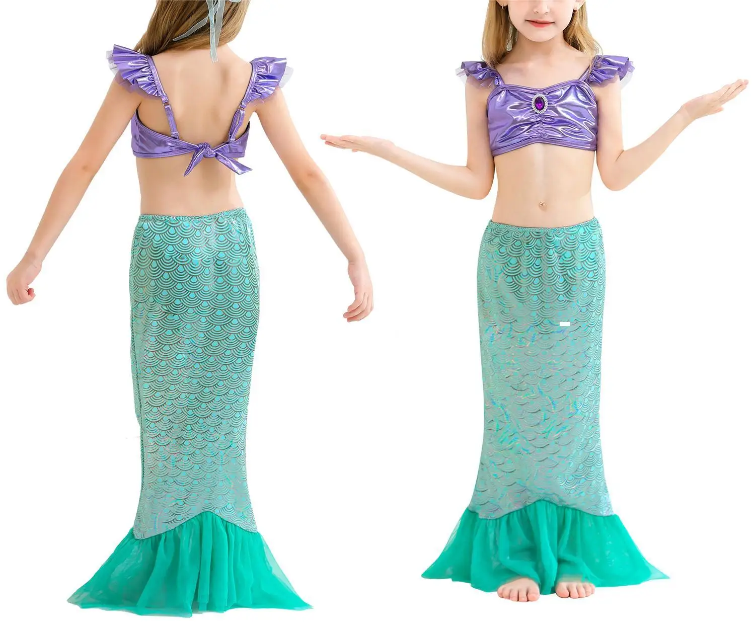 Jurebecia Little Girl Mermaid Costume Dress up Kids Party Fancy Dress Halloween Cosplay Childs Holiday Christmas Birthday Outfit