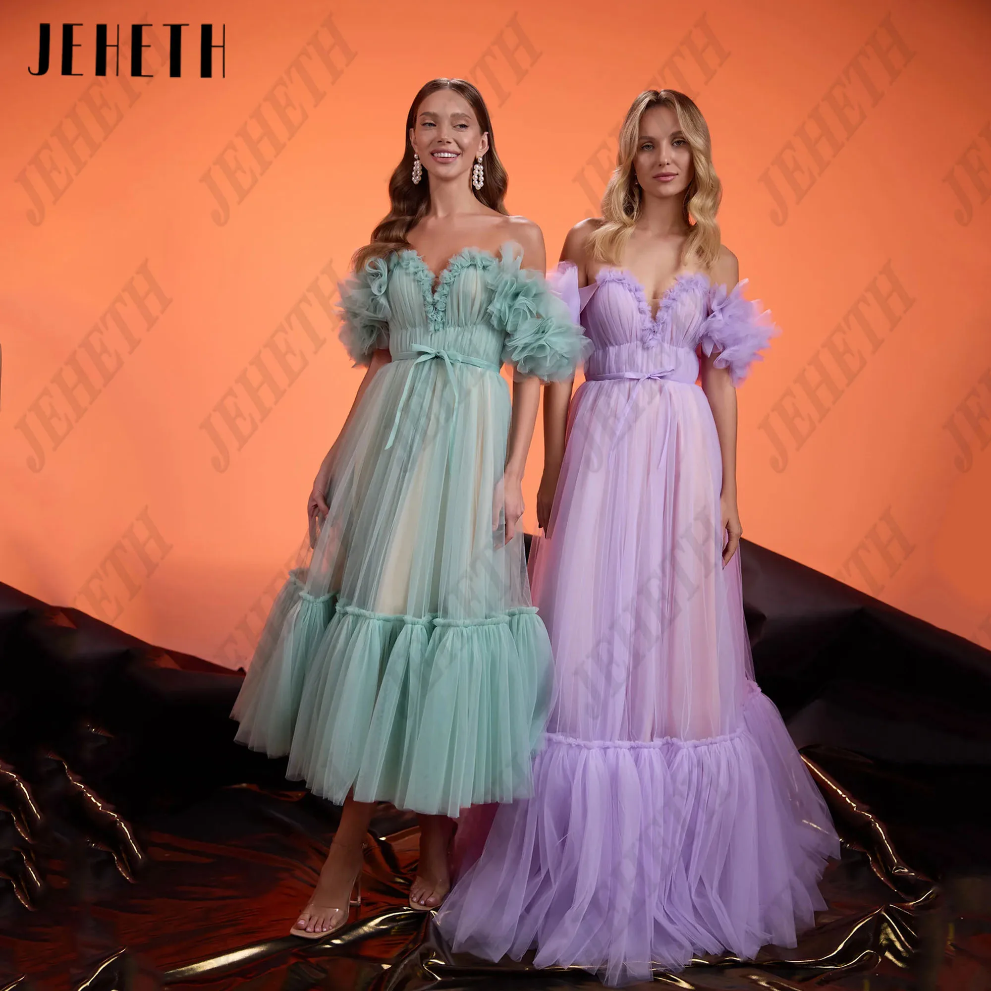 

JEHETH Customized Fairy Strapless Flowers Prom Dress 2025 Off Shoulder Wedding Party Gowns for Women Pleat A-Line Evening Dress