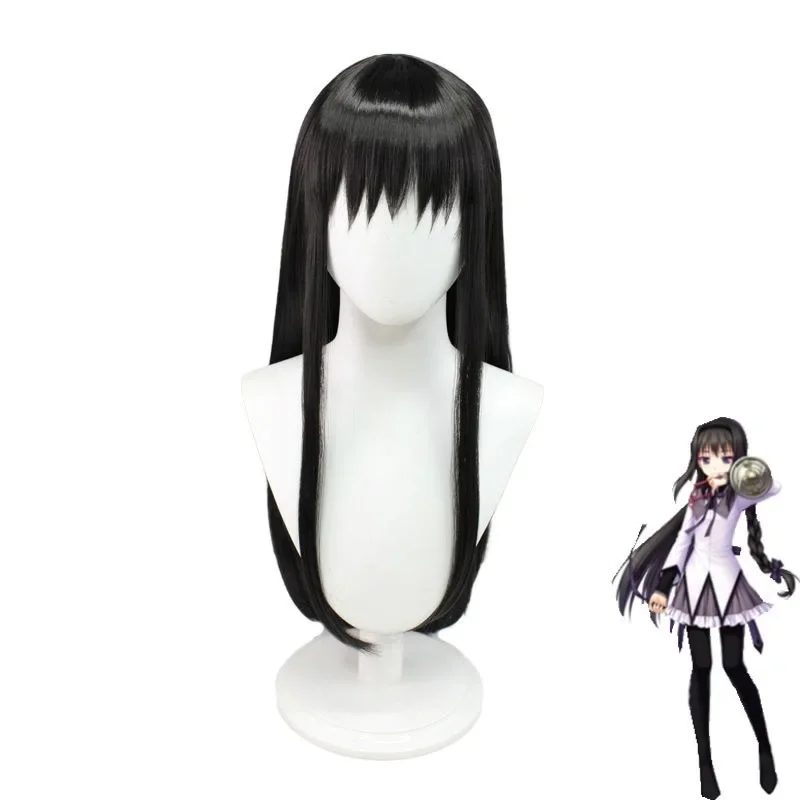 Magical Girl Madoka Homura Akemi Cosplay Wig Natural Black Synthetic Long Straight Wig Anime Coser Cute Girl Wig Halloween Party