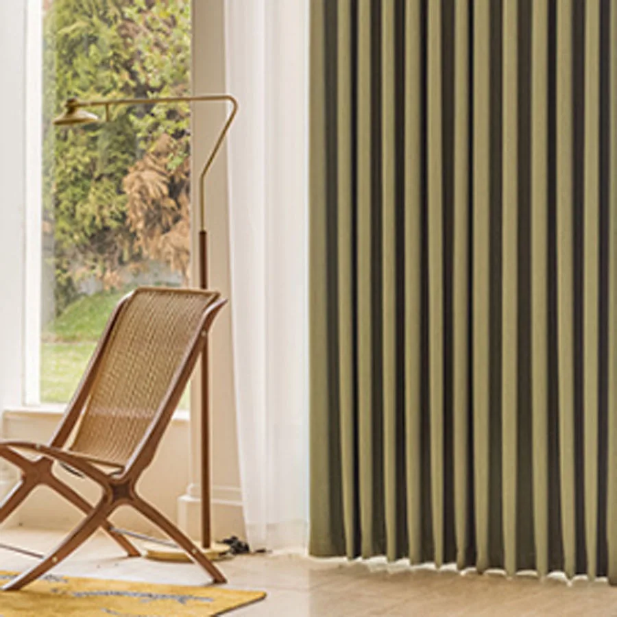 

Custom Size Elegant Buff Cotton Curtains Water Ripple Blackout Curtain Bedroom Sun Protection and Blackout Jacquard Private