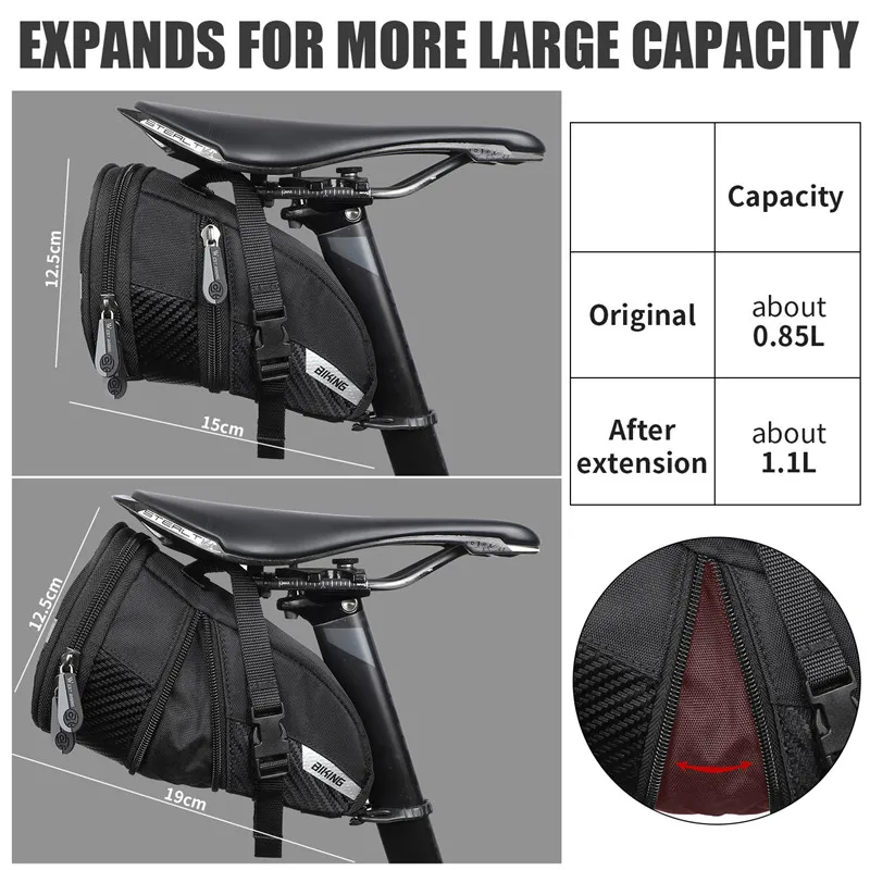 WEST BIKING Bicycle Saddle Bag Rainproof Bicycle Expandable 3D