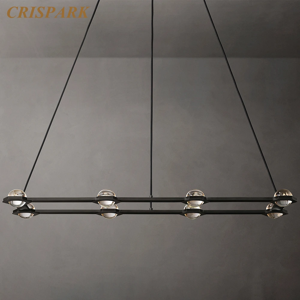 

Eclatant Rectangular Chandelier Luxury Ceiling Chandeliers for Dining Room Modern Clear Crystal Ball Linear Chandelier LED Lamps