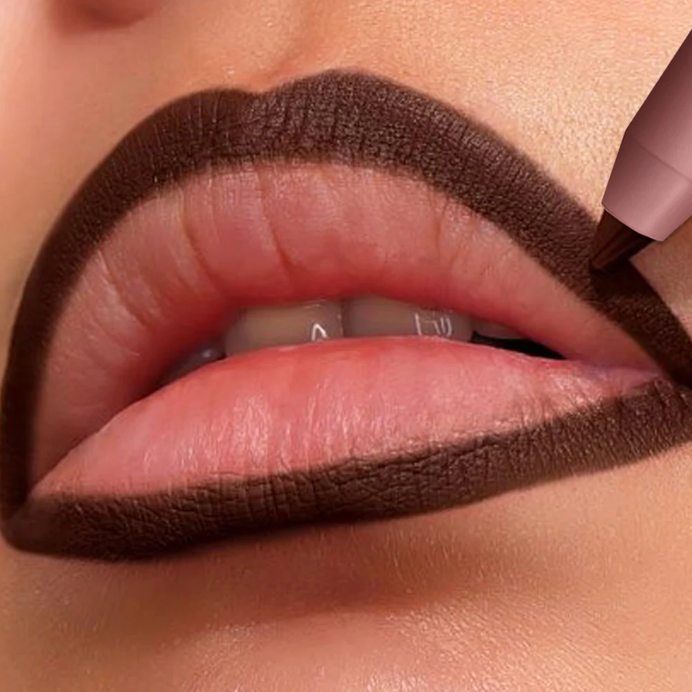 Penna Lipliner in velluto con contorno per temperamatite labbra 3D che modellano trucco per labbra con rossetto tinta unita marrone nudo impermeabile