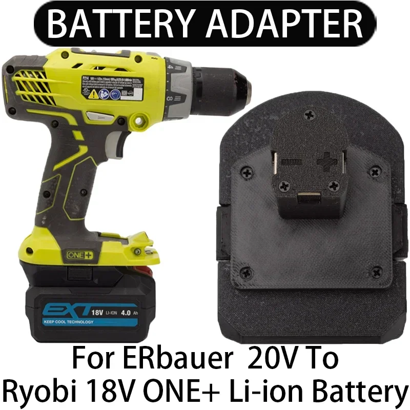 Adapter for Ryobi ONE+ 18V Li-ion Battery Tools to Erbauer 20V EXT Li-Ion Battery Adapter Power Tool  Accessory