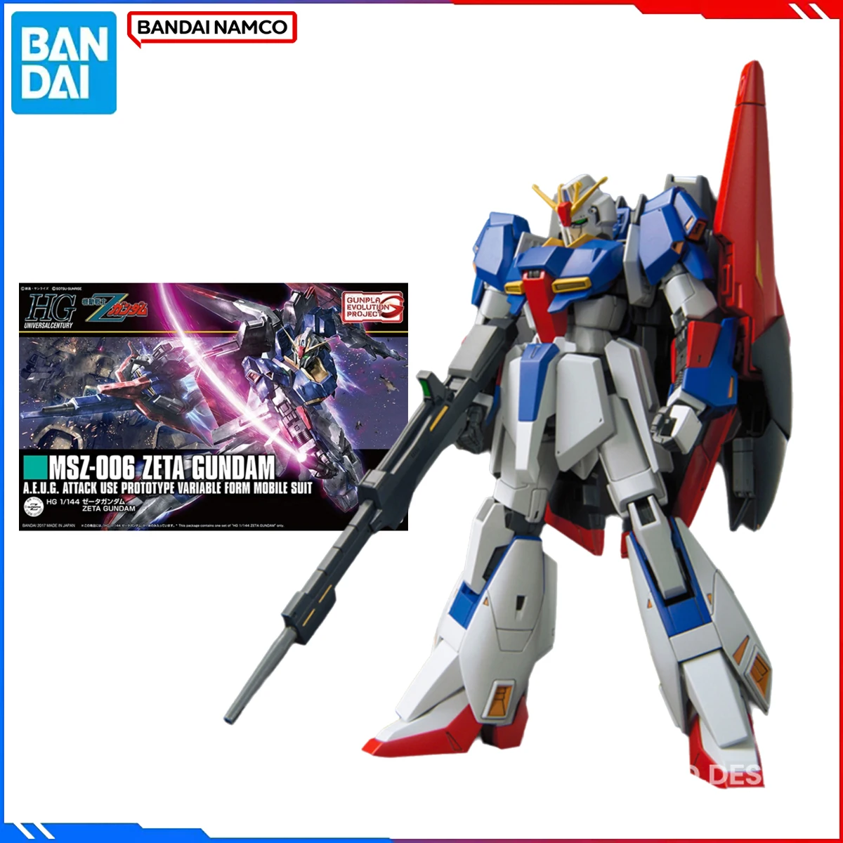 

Genuine Bandai Original Gundam Figure Model Kits HGUC 1/144 Anime Figures MSZ-006 ZETA Gundam Action Model Toys Gift for Kids