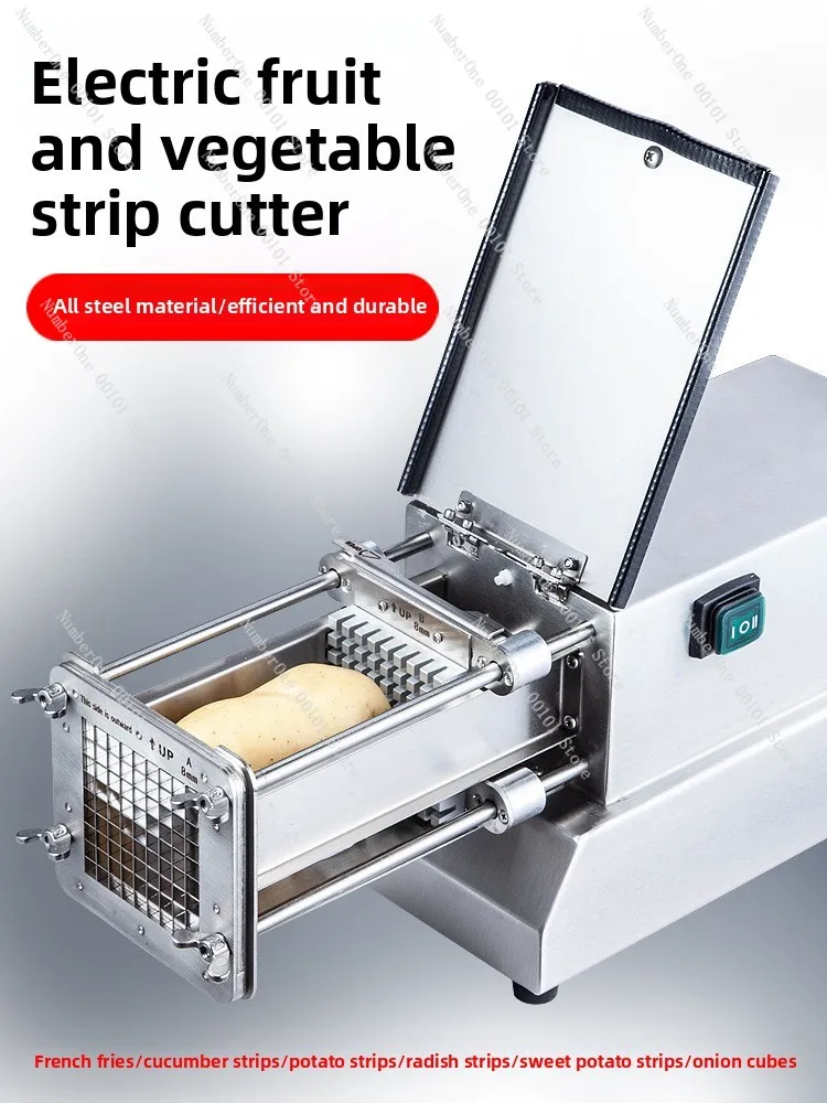 Electric potato cutter commercial automatic fries machine cucumber and radish cut long strip push machine tool