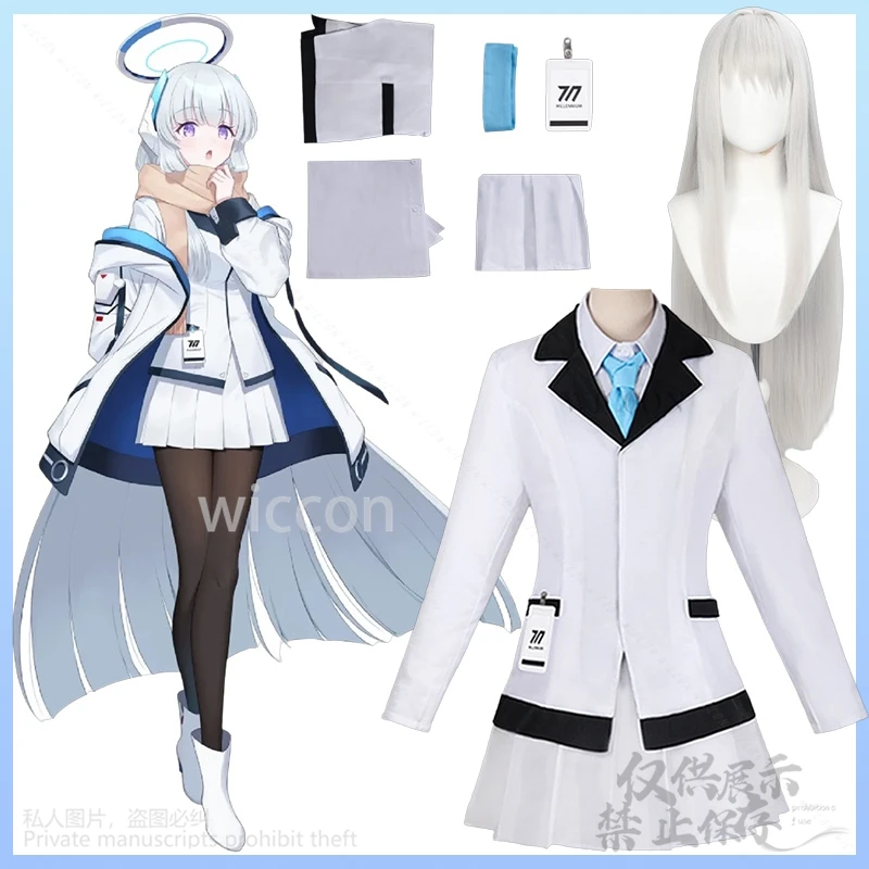 Ushio Noa تأثيري أنيمي لعبة الأرشيف الأزرق زي JK زي مدرسي فستان بحار لوليتا شعر مستعار للفتيات امرأة هالوين مخصصة