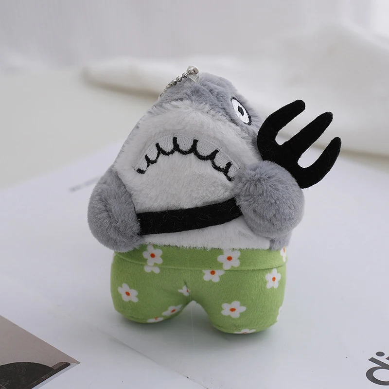 Internet Celebrity Shark Pendant Keychain PP Cotton Filling Shark Plush Doll Bag Pendant Key Ring For Girl Backpack Accessories