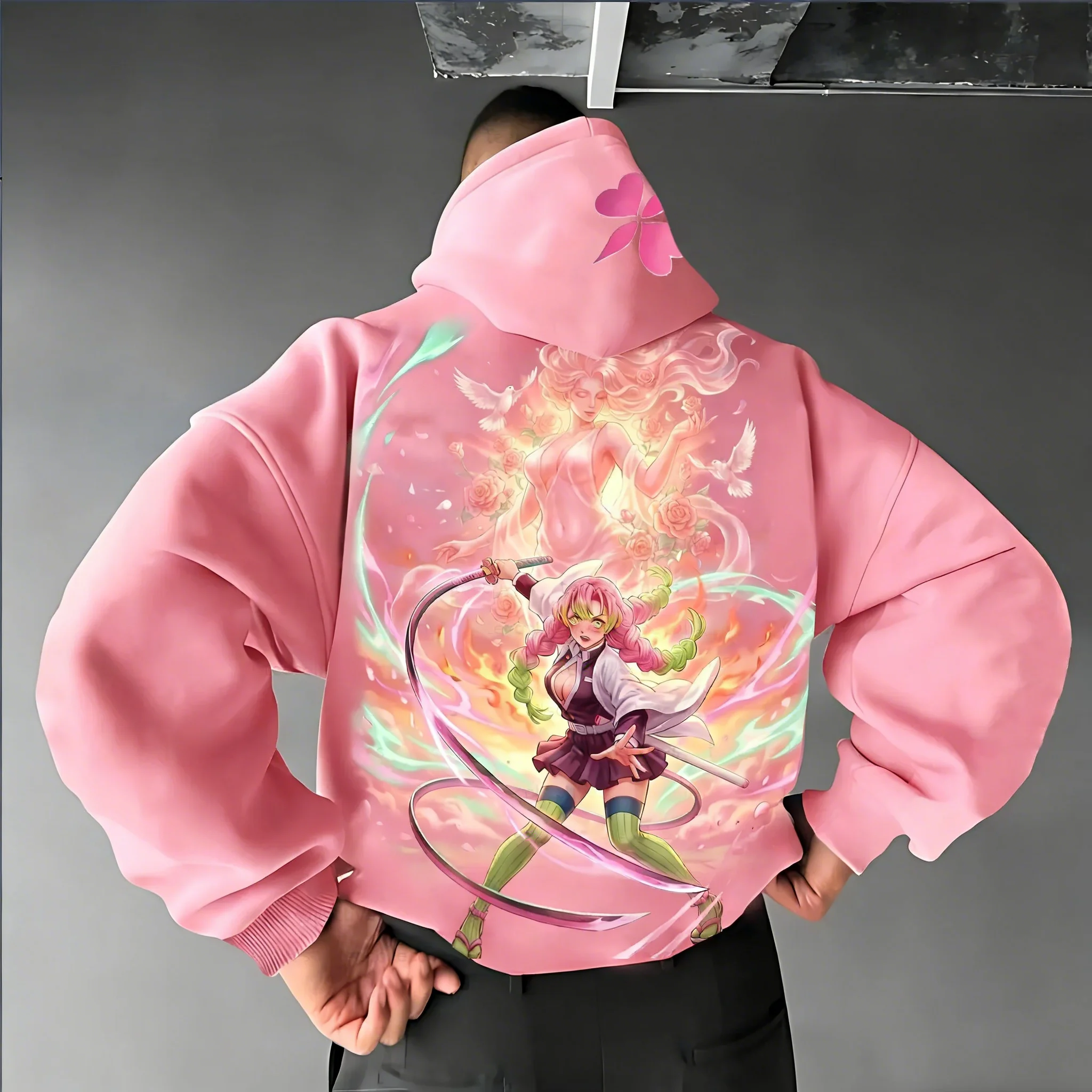 

Demon Slayer Spring/Summer Neutral Hoodie 2026 New Kanroji Mitsuri Anime Printed Harajuku Loose Casual Y2K Parent Child Top