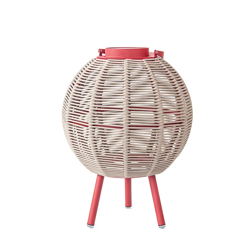 rx-Aluminum Rattan Freestanding Candle Lantern Holder for Garden Supplies！