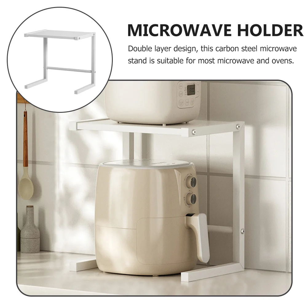 

Metal Microwave Stand Kitchen Oven Holder Carbon Steel Countertop Organizer Stable Storage Rack for Small Household Appliances