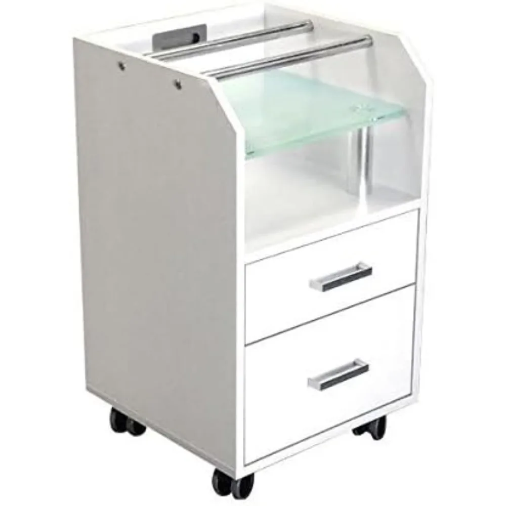 عربة مع أدراج ومنظم زجاجات لصالونات سبا الأظافر