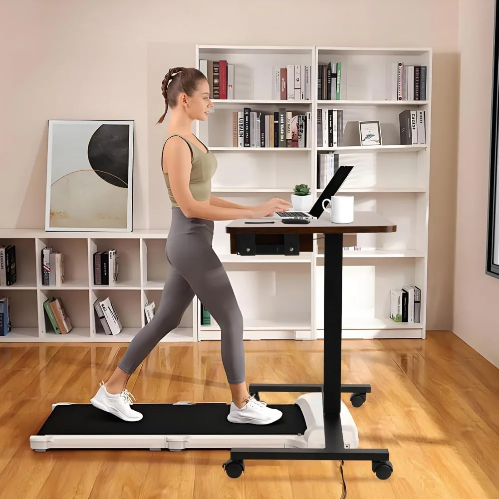 Mobile Laptop Standing Desk, Height Adjustable Teacher Podium with Lockable Wheels, Adjustable Work Table with Drawer