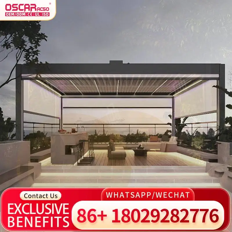 

Aluminum Windproof UV resistant Custom Outdoor Patio Pavilion for Garden Backyard Terrace Pergola