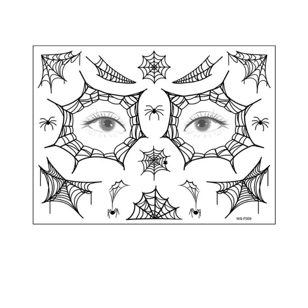 12Sheets Waterproof Spider Web Face Patch Halloween Mouth Cosplay Props DIY Body Art Decals Temporary Tattoos Stickers