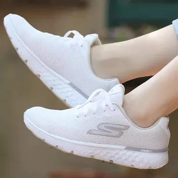 Skechers 여성용 통기성 메쉬 운동화, 캐주얼 러닝화, 흰색 조깅화, 여름 