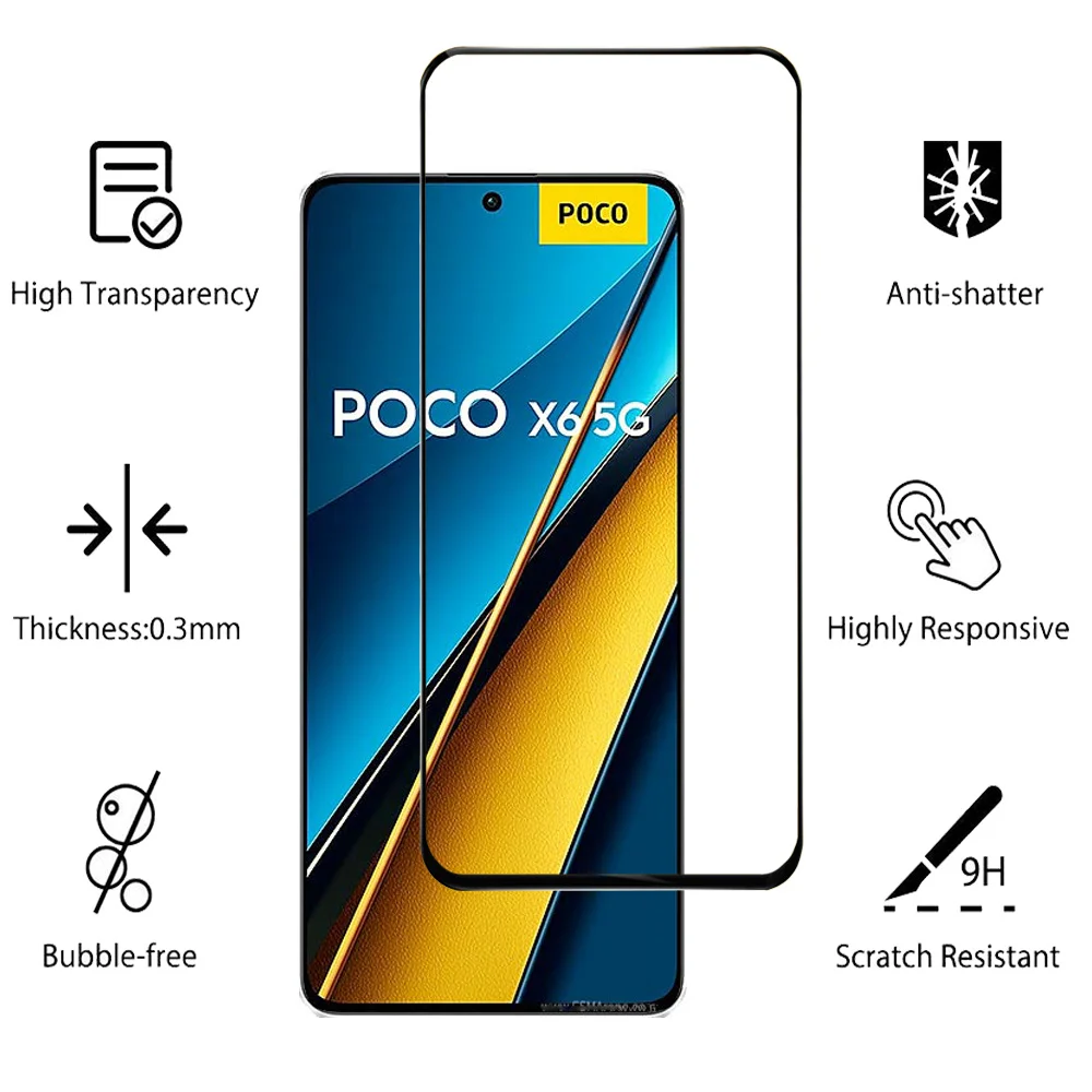 Pelicula Poco F6 X6 X5 F5 Pro Front Tempered Glass For Xiaomi Poco F6 M6 Pro 4G Screen Protectors Poco X 5 Pro NFC cristal templado Pocco X3 X4 Pro protector pantalla Poco X4 GT verre trempé Poko X5Pro Camera Lens Film