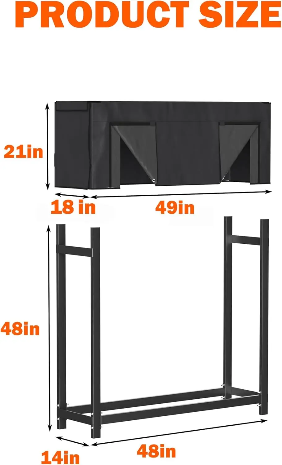 4ft Heavy - Duty Firewood Rack with Waterproof Cover, Freestanding for Indoor/Outdoor Use