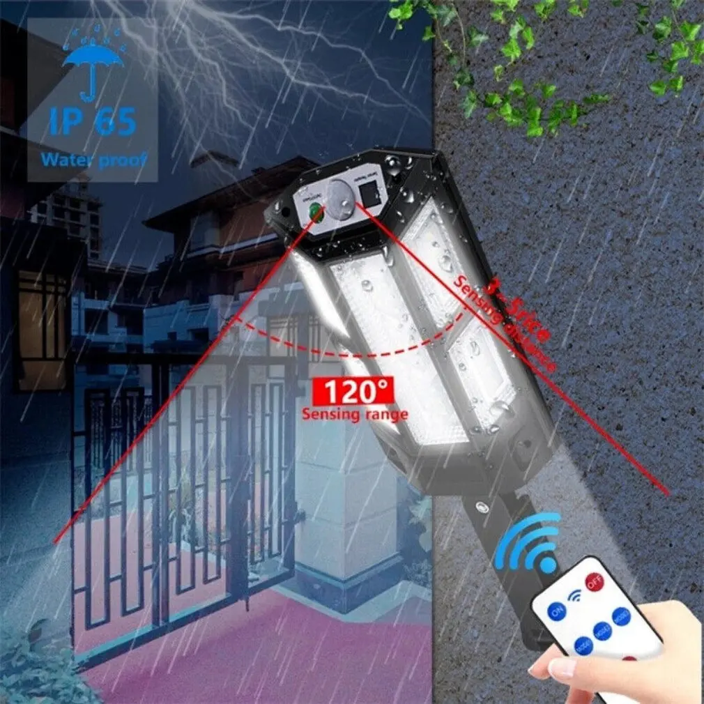 Lúmenes de luz Led Solar para exteriores, lámpara con Sensor de movimiento, 4 modos, resistente al agua, para jardín, farol de calle y patio