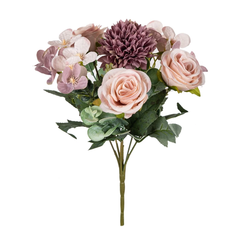 Künstliche Blumen Rose Chrysantheme Seide Brautstrauß Hochzeit Outdoor Bogen Festival Home Zimmer Vase Tisch Diy Geschenk Dekoration – Detail 12