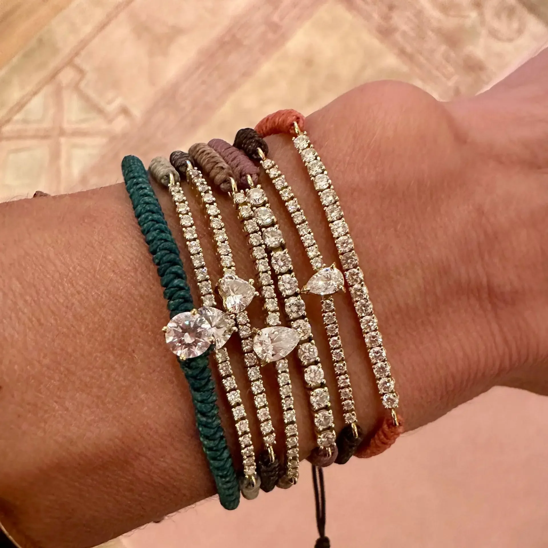 Vintage Elegance Diamond  Macrame Braided Bracelet Adjustable Colorful Cord Tennis Bracelets Stackable Women Party Jewelry