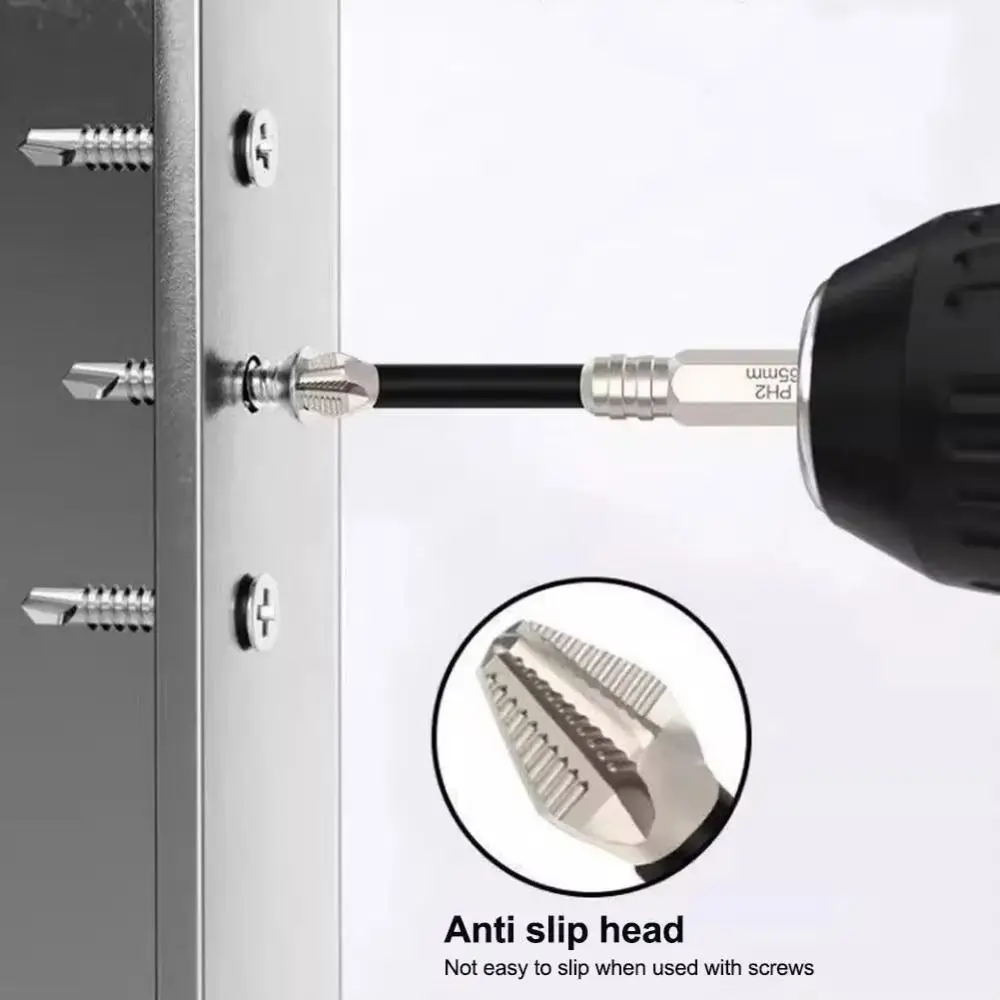 K5 Non-slip Impact Phillips Screwdriver Bit S2 Alloy Strong Magnetic Driver Bit Impact Resistant Hex Shank Cross Drill Bit