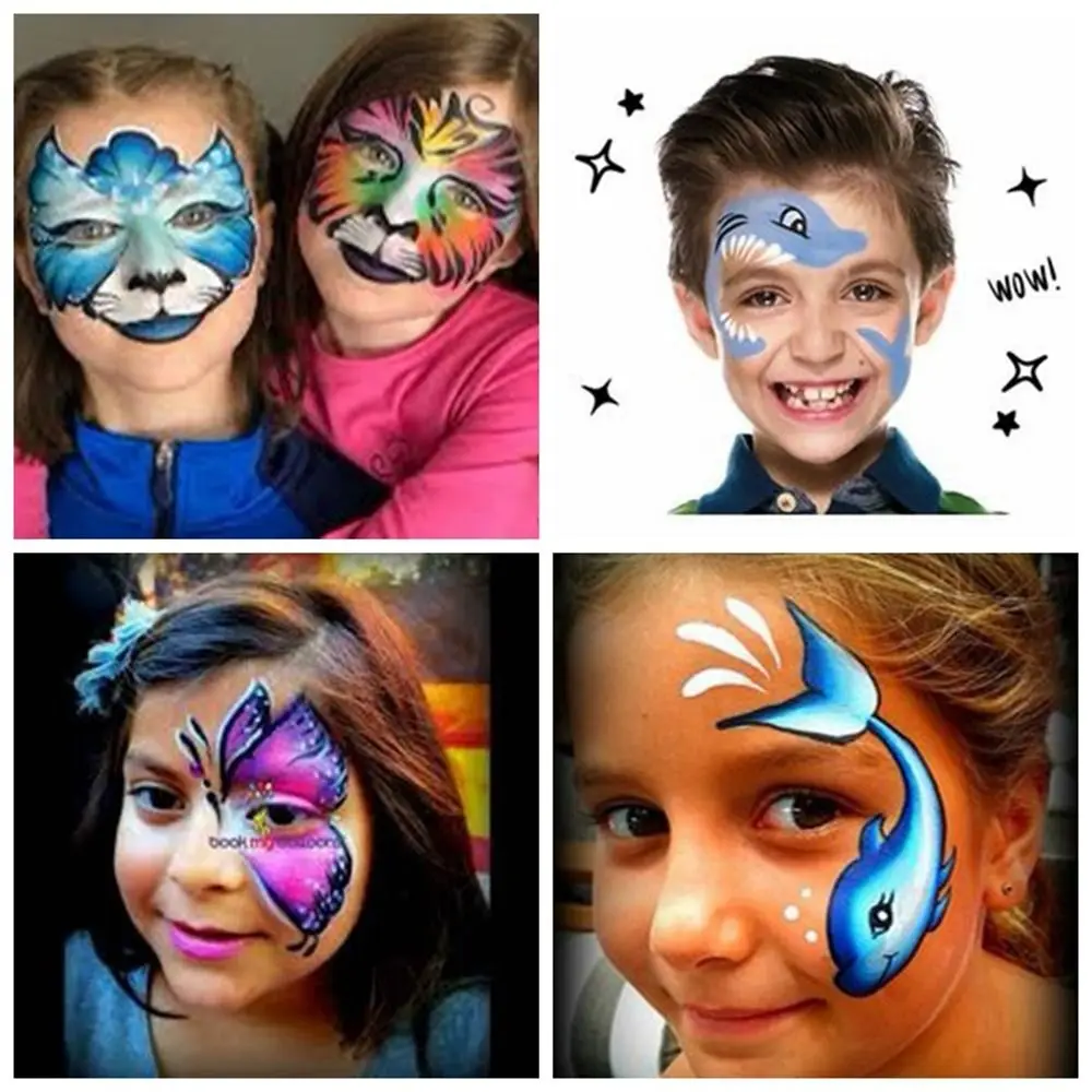 White Face Paint Template Cartoon Animal Print Body Painting Stencils Dolphin Temporary Tattoos Face Tattoo Holiday Decorations