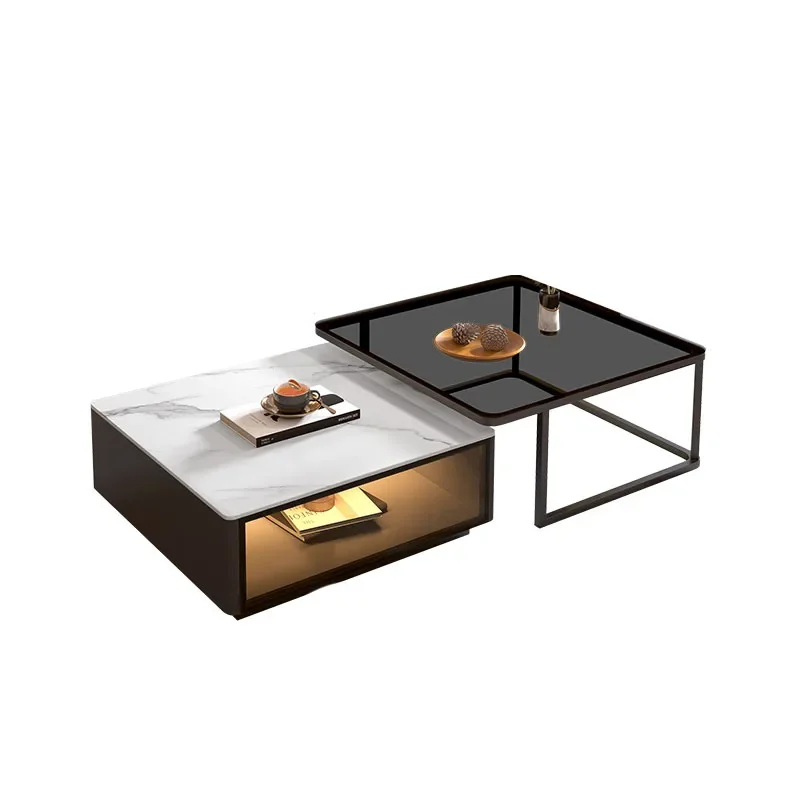 

Korea Drawer Coffee Table Vintage Black Premium Square Coffee Tables Living Room Storage Mesas De Centro Para Sala Furniture