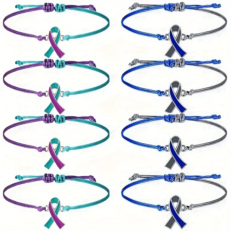 1 pieza de cinta, pulsera trenzada de hilo de cera, utilizada para la prevención de suicidas, la conciencia de la diabetes, suministros para actividades caritarias