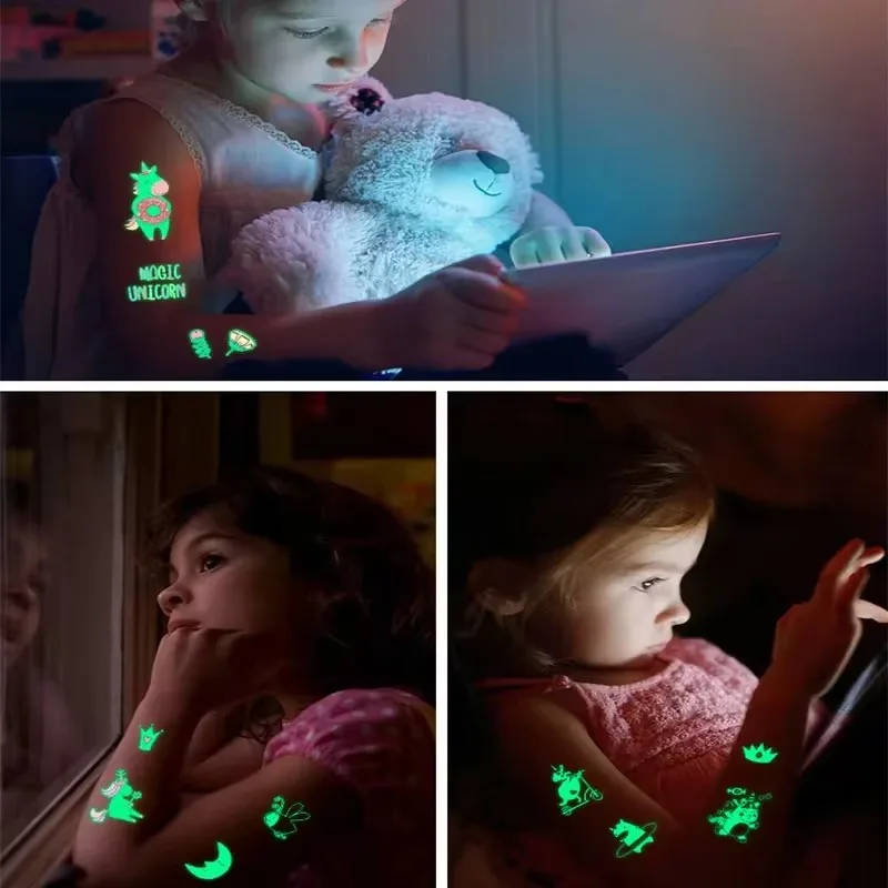 5PCS Tattoo for Children Luminous Stickers Glow in The Dark Glitter Tattoo for Kids Waterproof Temporary Tattoos Children ZS036