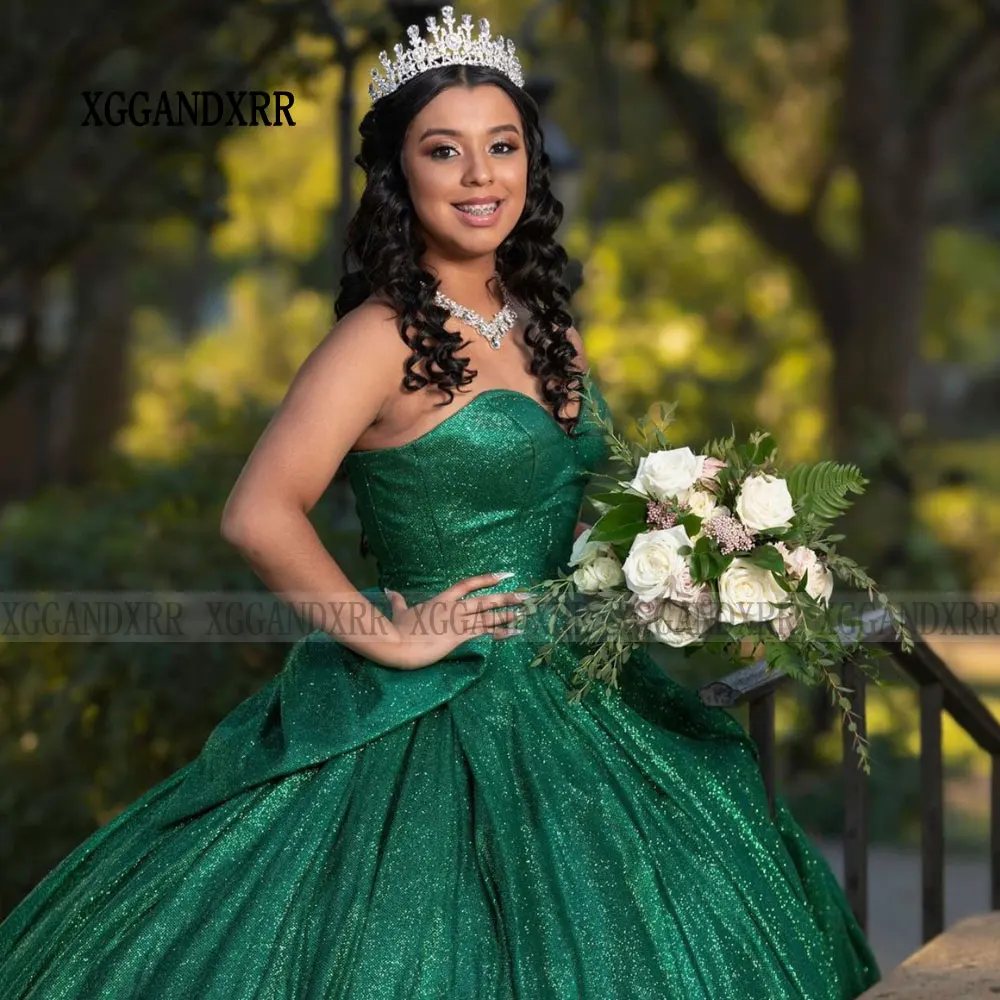 Vestido elegante princesa Quinceanera, vestido de baile verde, 16 anos doce, 15 anos, 2024