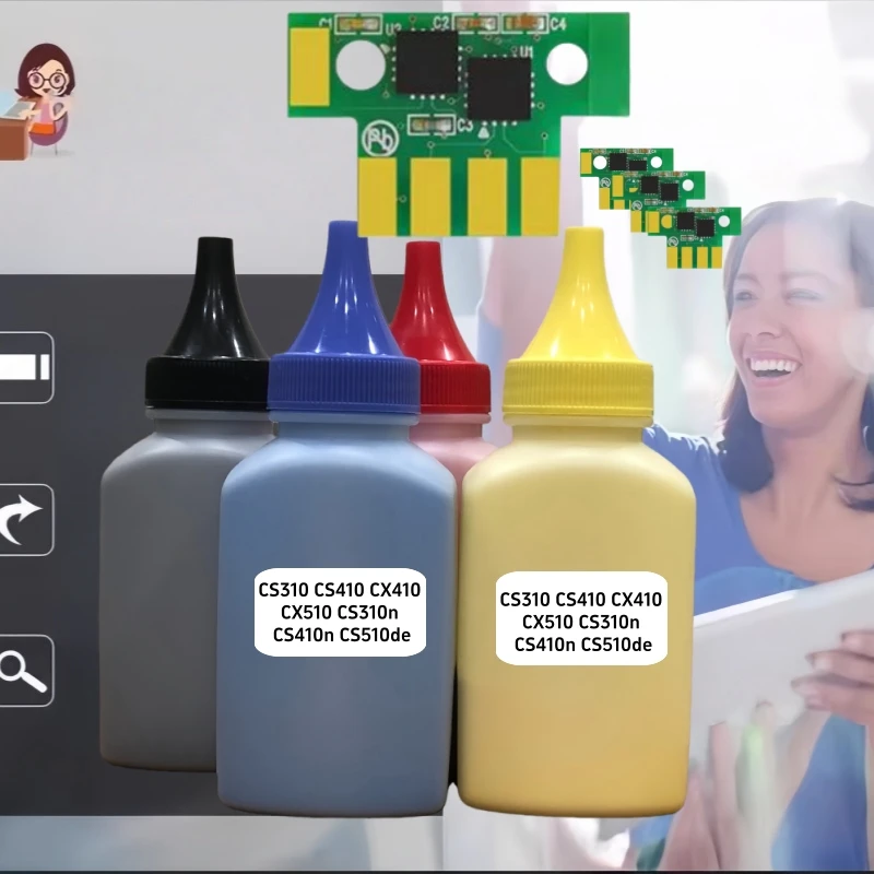 

4PCS Toner Powder Chip Compatible for Lexmark CS310 CS410 CX410 CX510 CS310n CS410n CS510de CX410e CX510de Laser Refill Reset