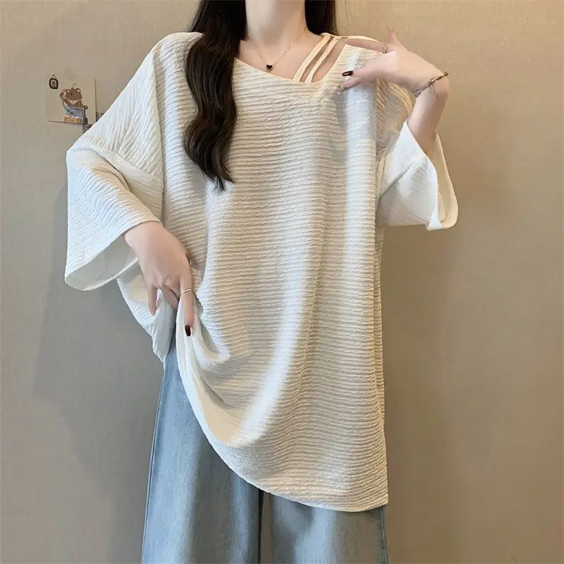 Trend Plus Size Loose T Shirts Summer New O-neck Half Sleeve Solid Simplicity Fashion Tops Tees Casual Korean Women Clothing