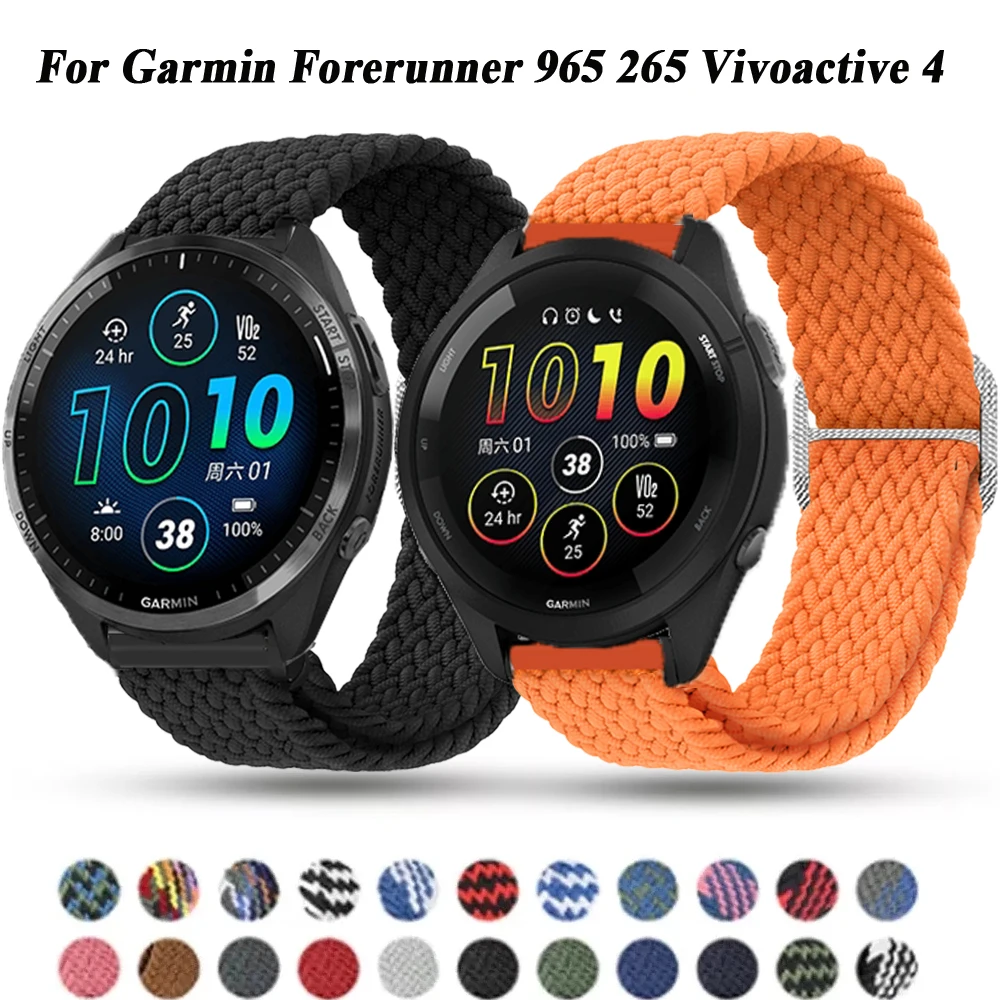 สายไนลอน22มม. สำหรับ Garmin Forerunner 965 265 745 255เพลง/vivoactive 4 /venu 2 venu 3สายเปลี่ยนสายรัดนาฬิกาข้อมือ