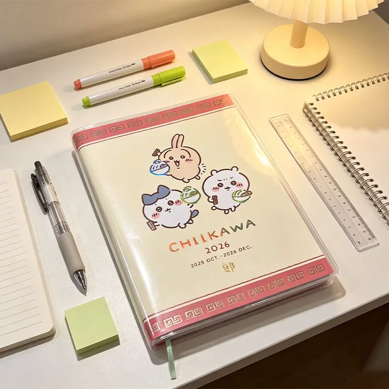 Cute Chiikawa 2026 Planner Schedule Book Pvc Cover Weekly Monthly Diary Journal Kawaii Cartoon Notebook Student Stationery