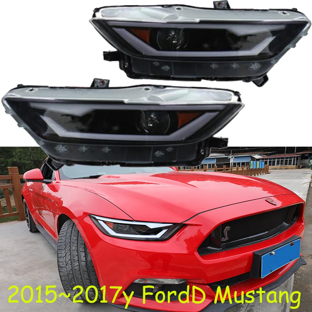 

Car Bumper headlamp for ford Mustang Headlight 2015~2017y car accessories LED DRL HID xenon head light for Mustang fog light