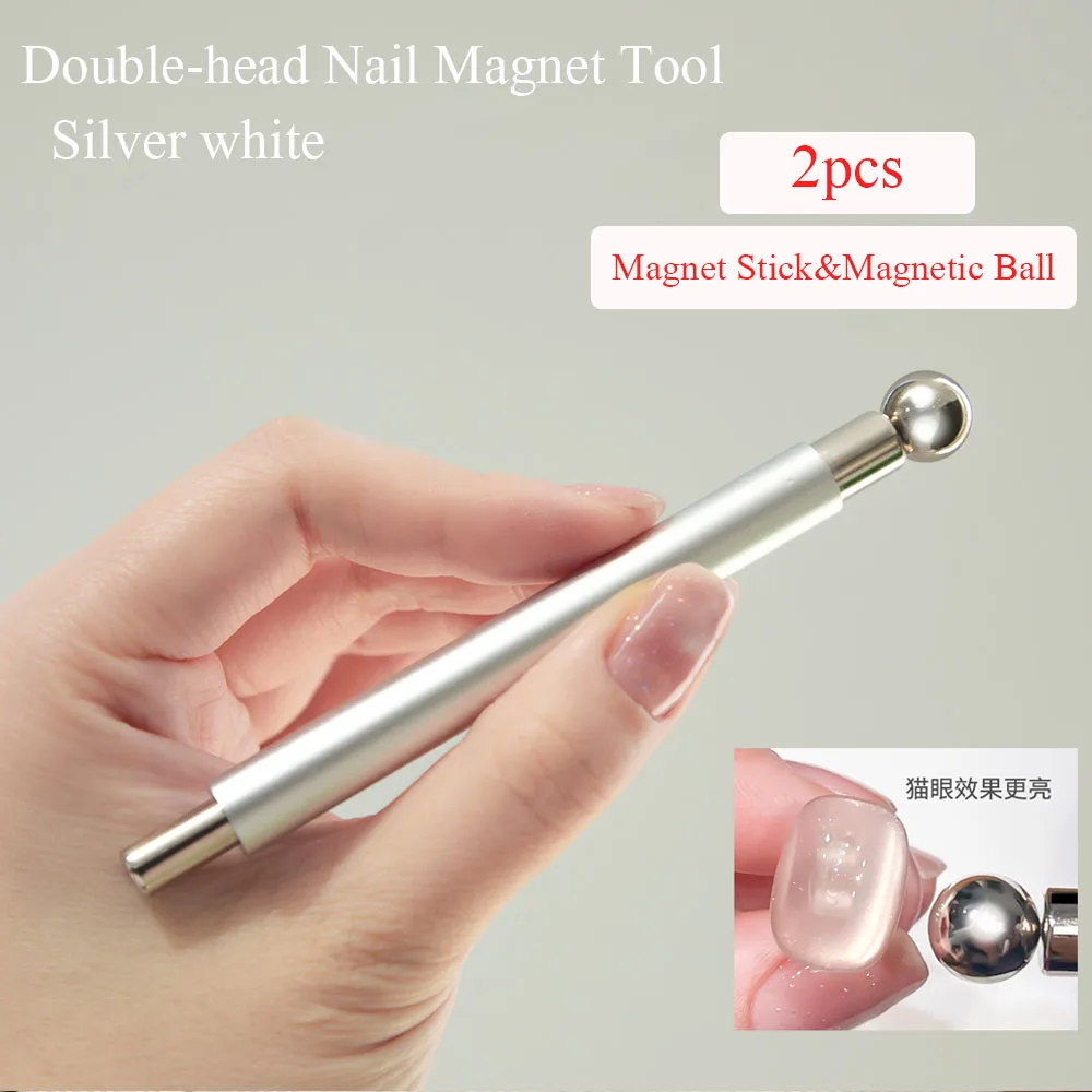  Glasperlen speziell für Katzenauge, rosa Nagel-Magnetstab, neu verbessertes Nagellack-Kleber-Magnetstab, Doppelkopf-Magnetwerkzeug